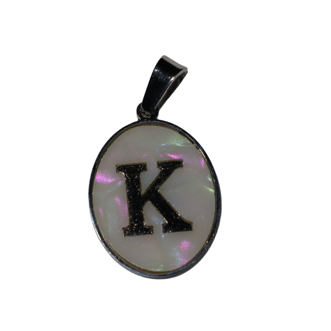 Oval Silver Mother of Pearl Initial Charms