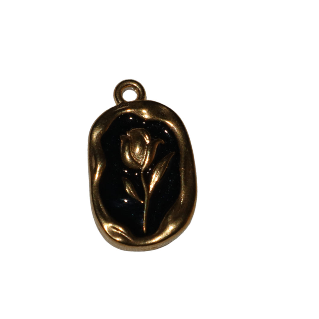 Rose Stem Enamel Charm
