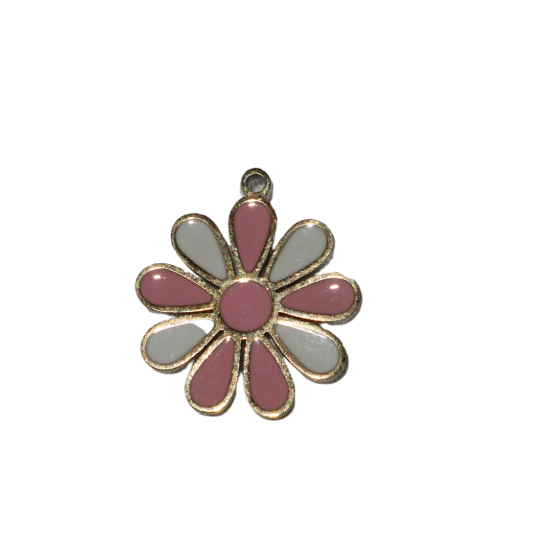 White and Pink Flower Charm