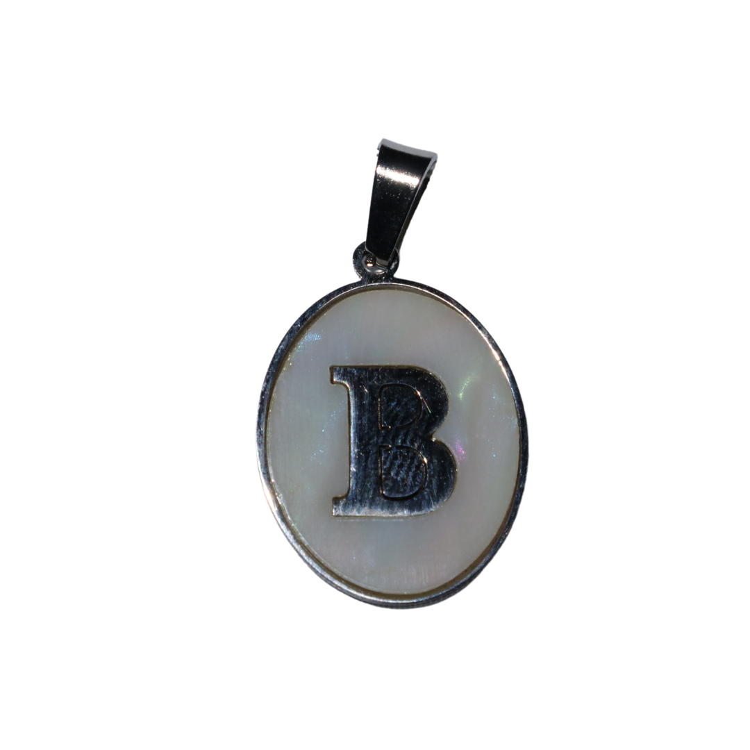 Oval Silver Mother of Pearl Initial Charms