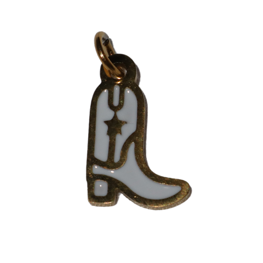 White Cowboy Boot Charm