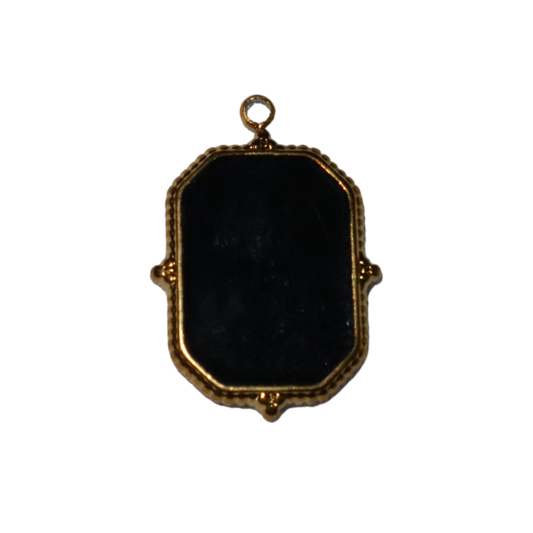 Black Stone Gold Frame Charm