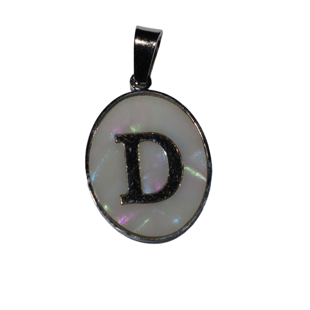 Oval Silver Mother of Pearl Initial Charms
