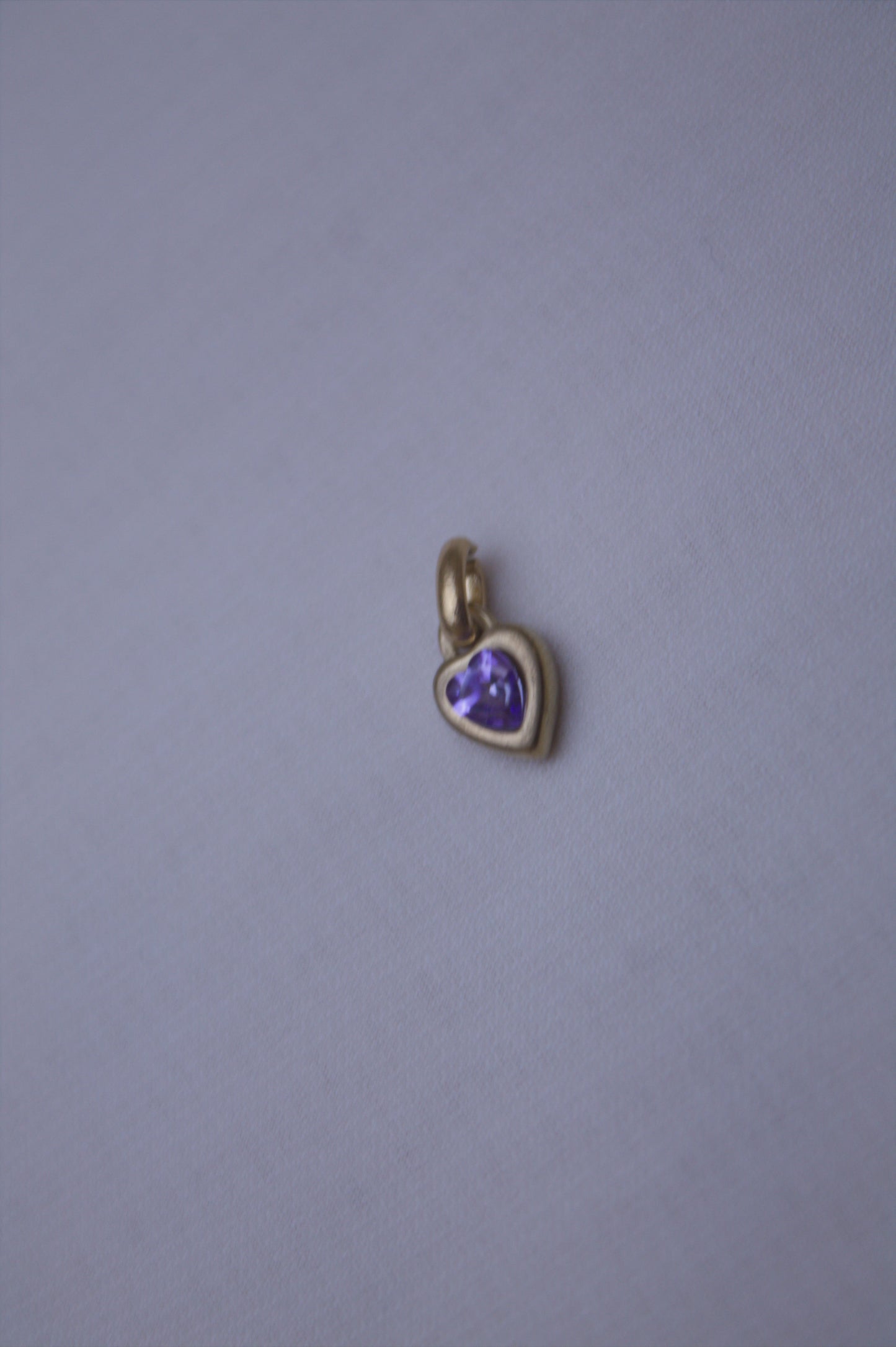 Gold Purple Crystal Heart Charm