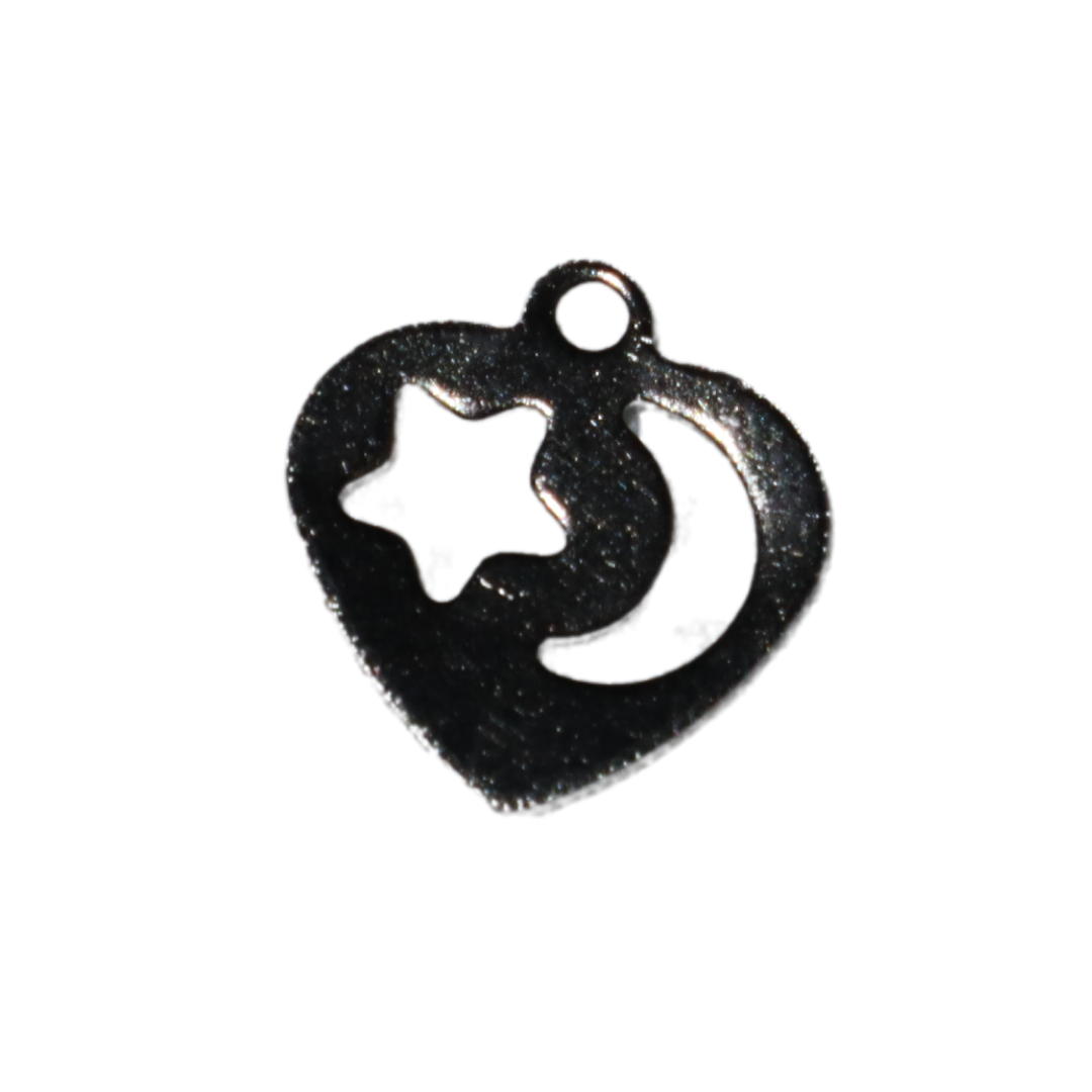 Heart with star and moon cutout Charm
