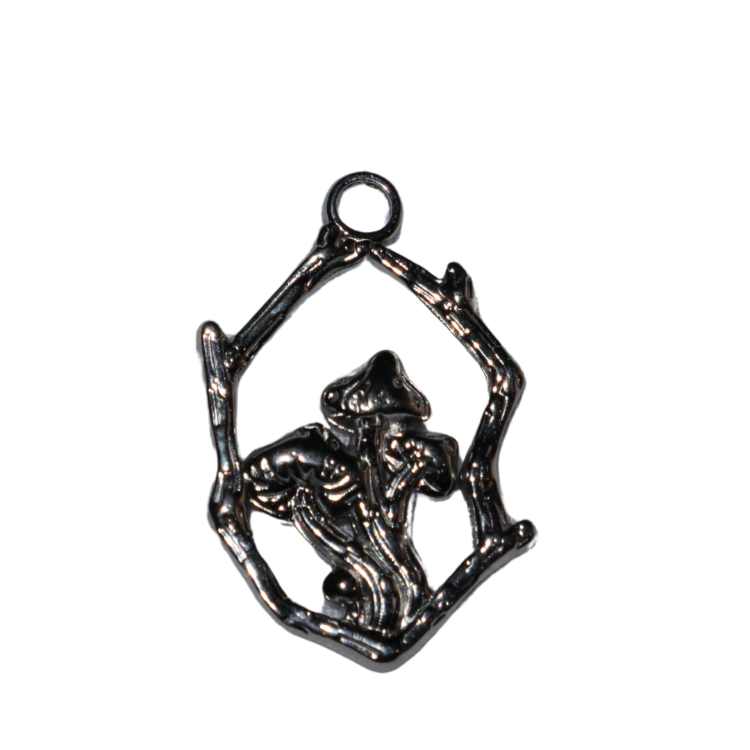 Wood Frame Mushroom Charm