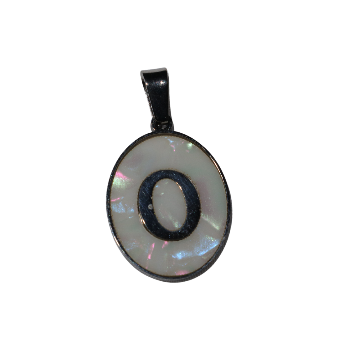 Oval Silver Mother of Pearl Initial Charms