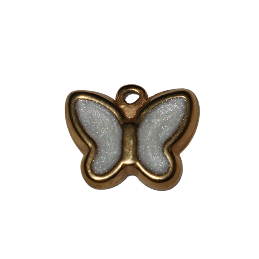 White Enamel Butterfly Charm