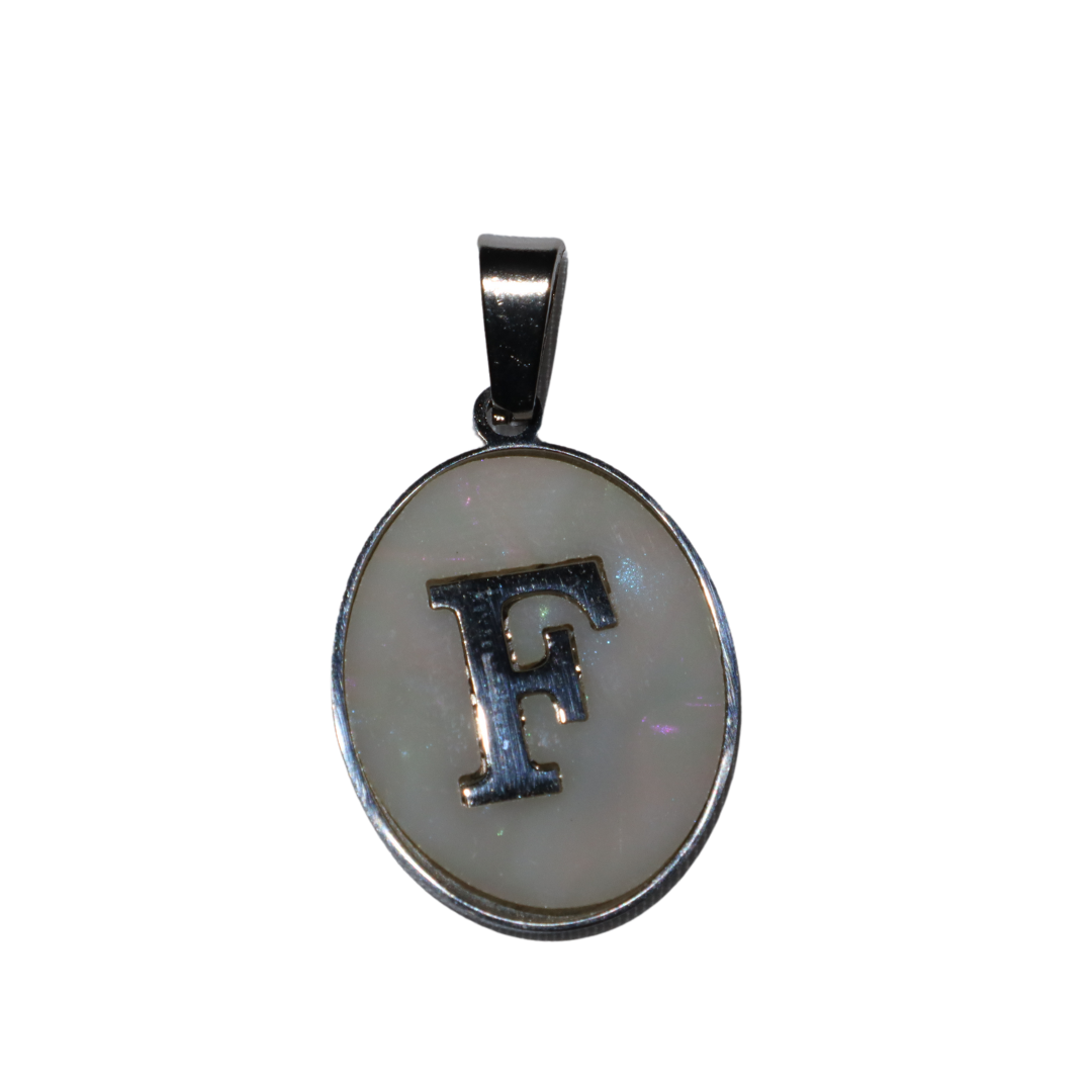 Oval Silver Mother of Pearl Initial Charms