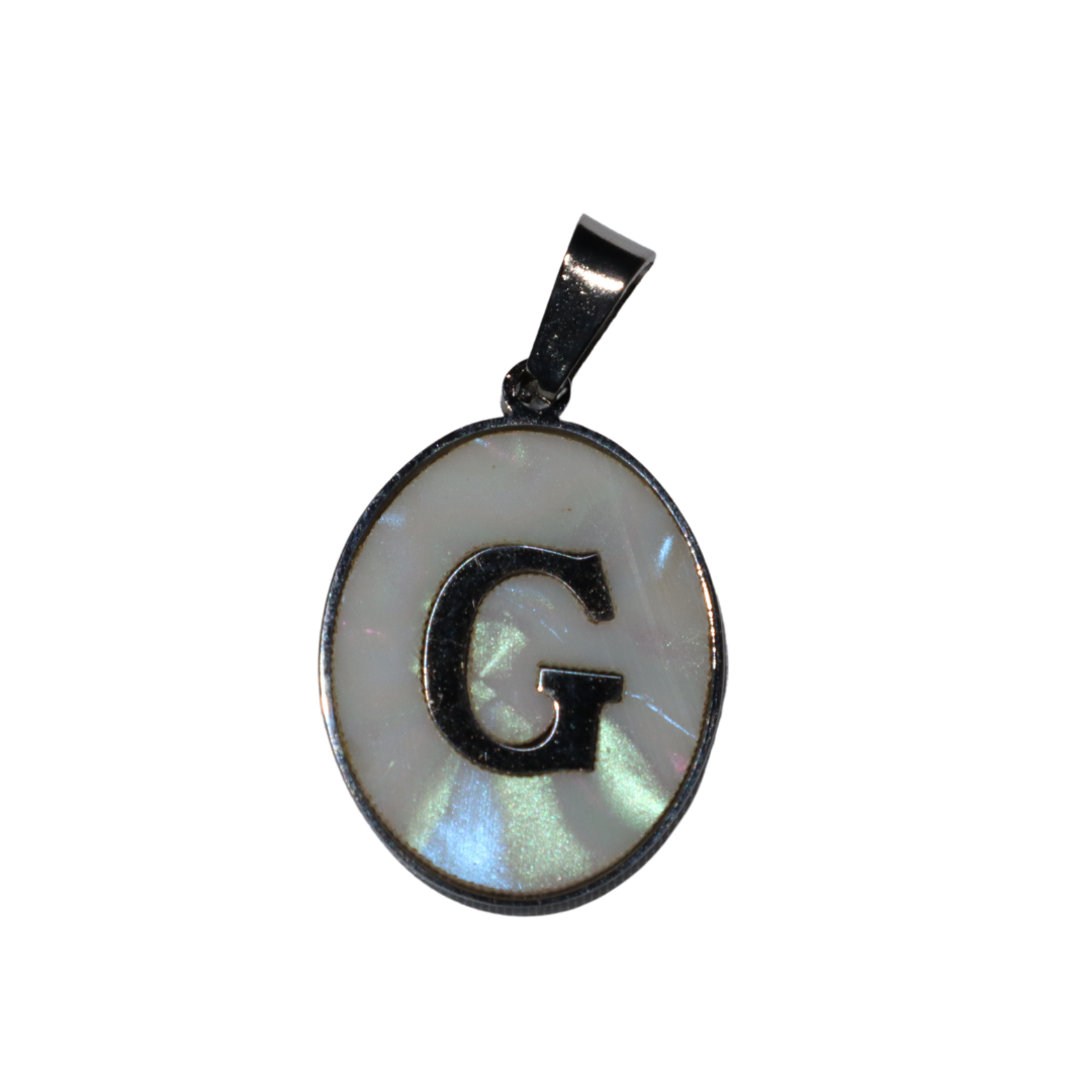 Oval Silver Mother of Pearl Initial Charms