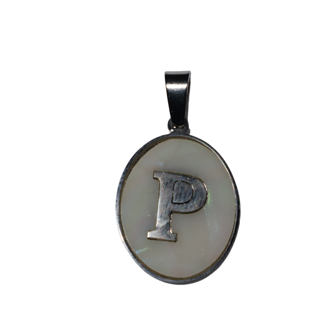 Oval Silver Mother of Pearl Initial Charms
