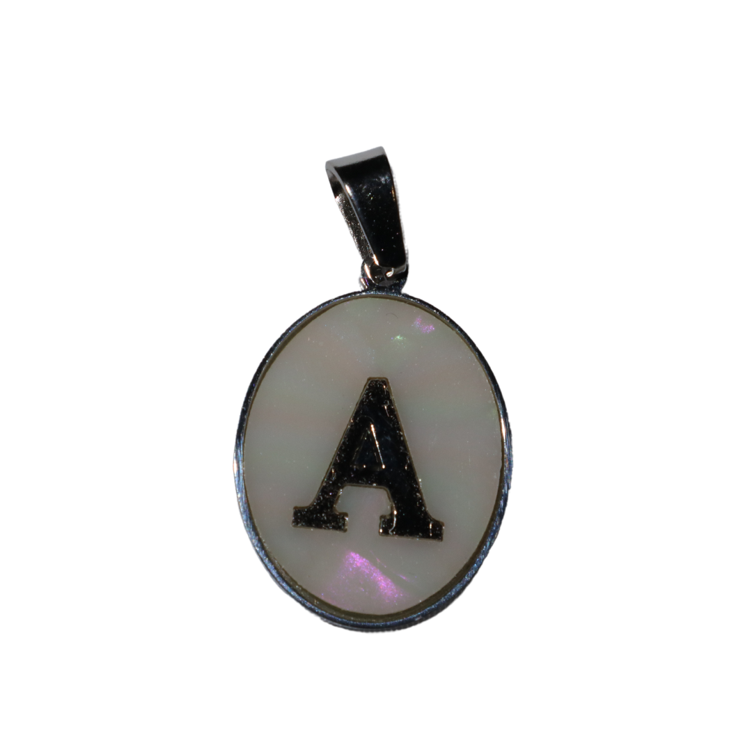 Oval Silver Mother of Pearl Initial Charms