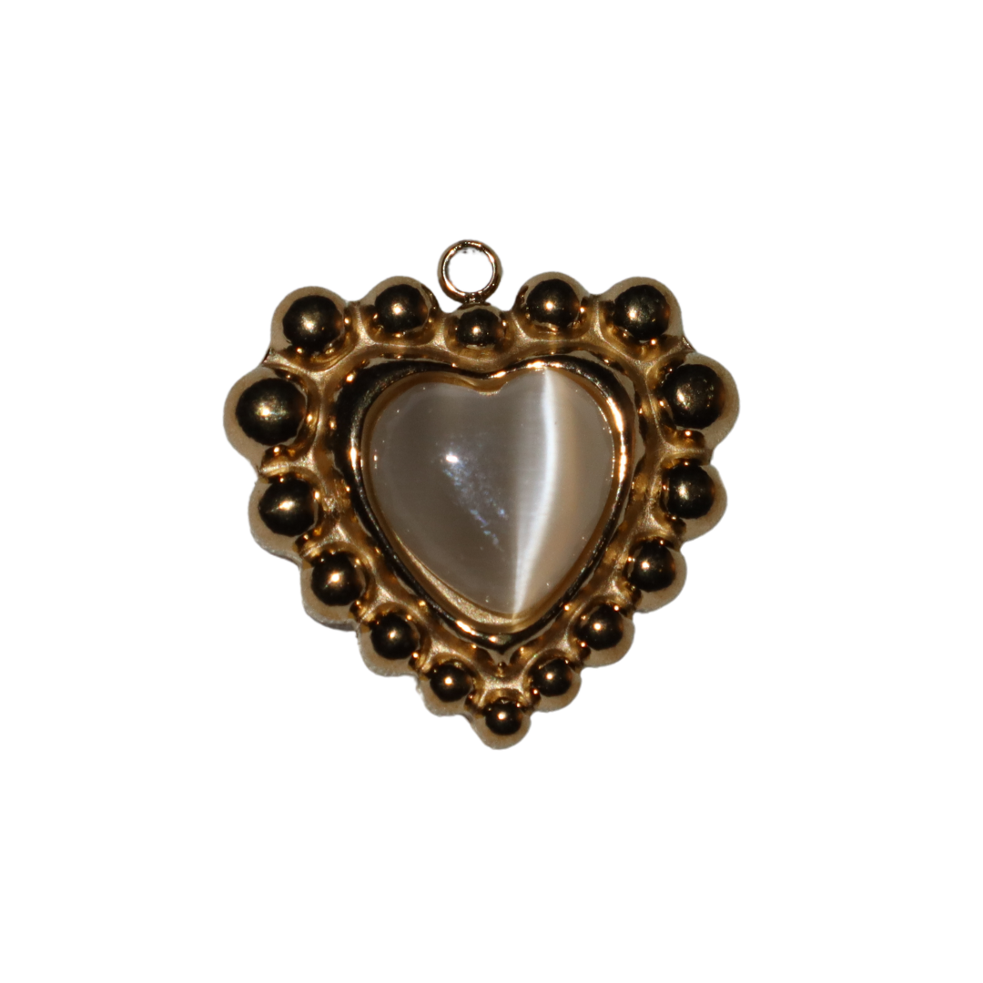 Moon Stone Gold Heart Charm