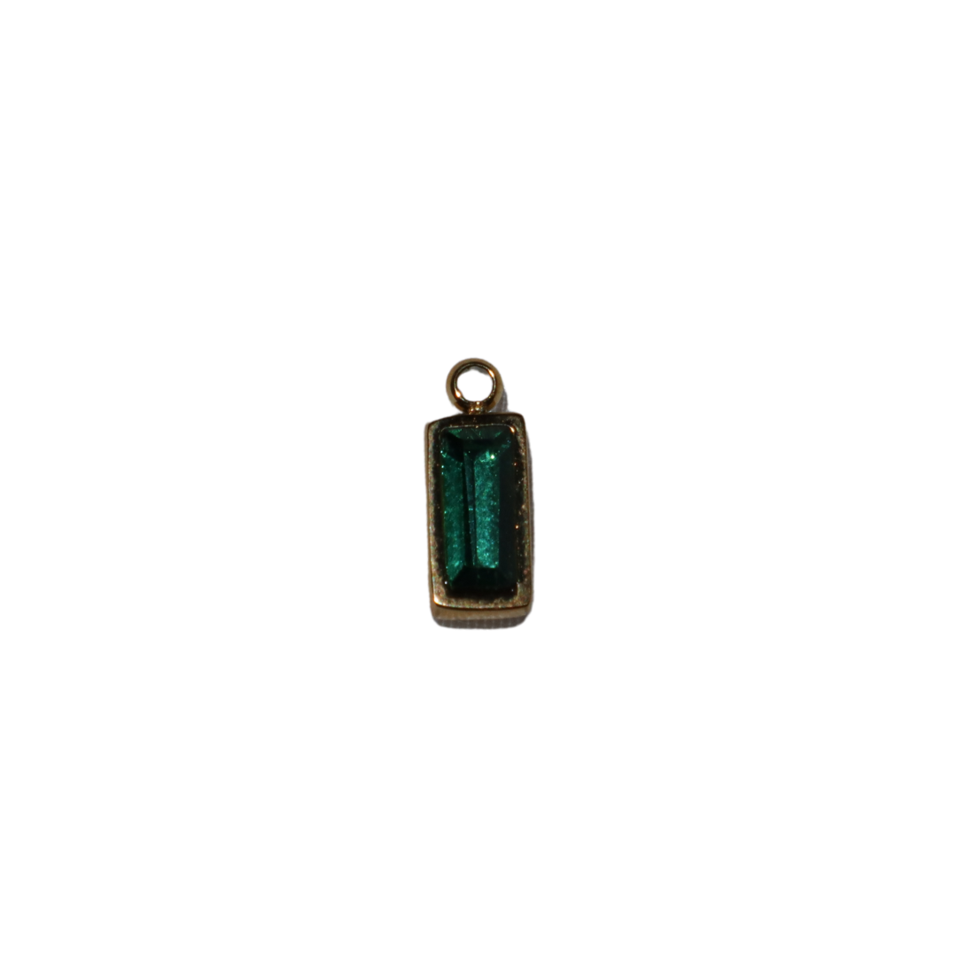 Rhinestone Green Rectangle Charm