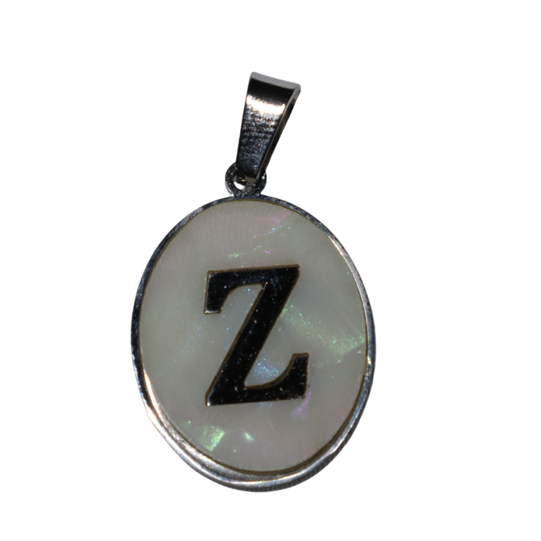 Oval Silver Mother of Pearl Initial Charms