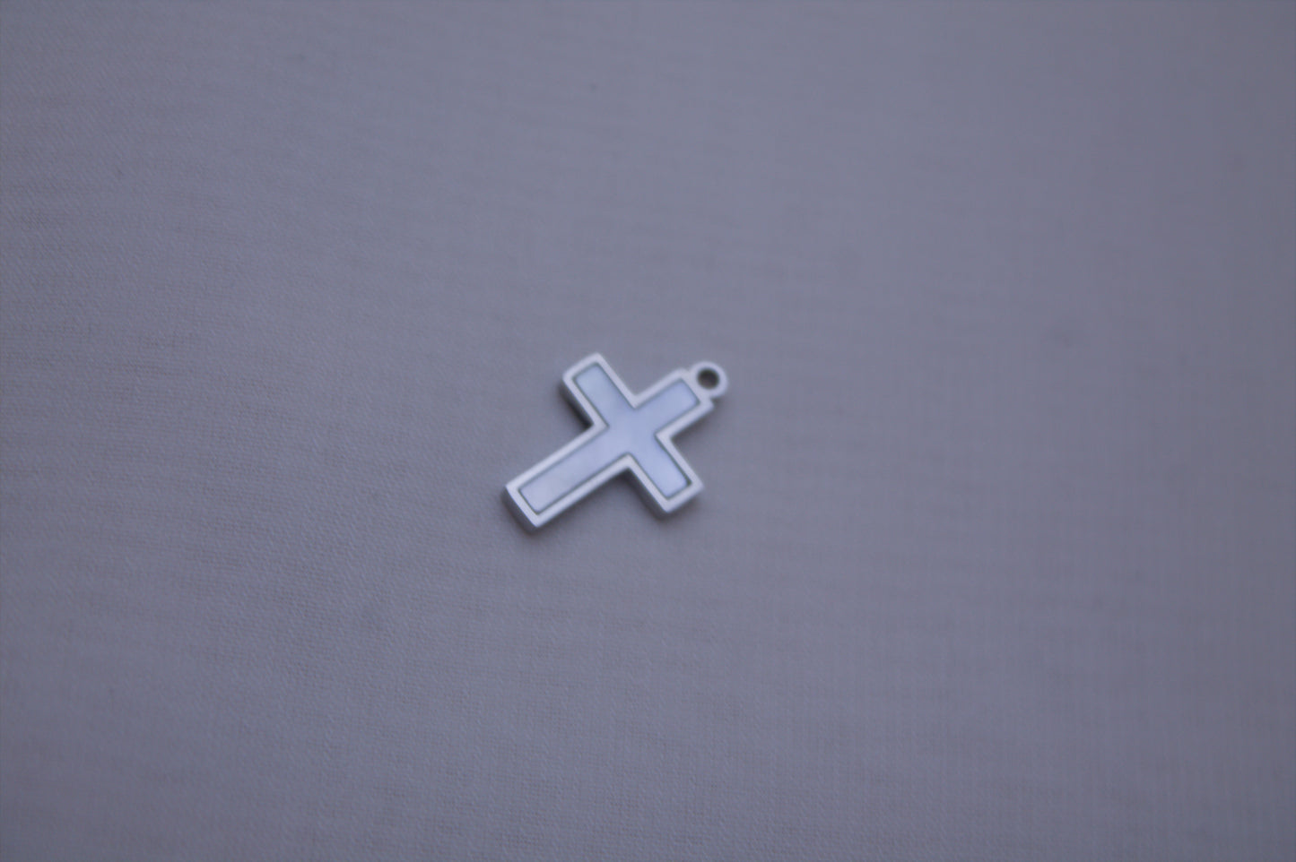 Pearl Silver Cross Charm