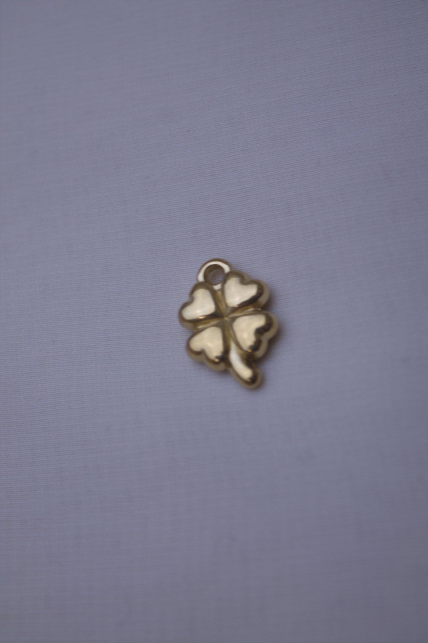 Gold White Enamel Clover Charm