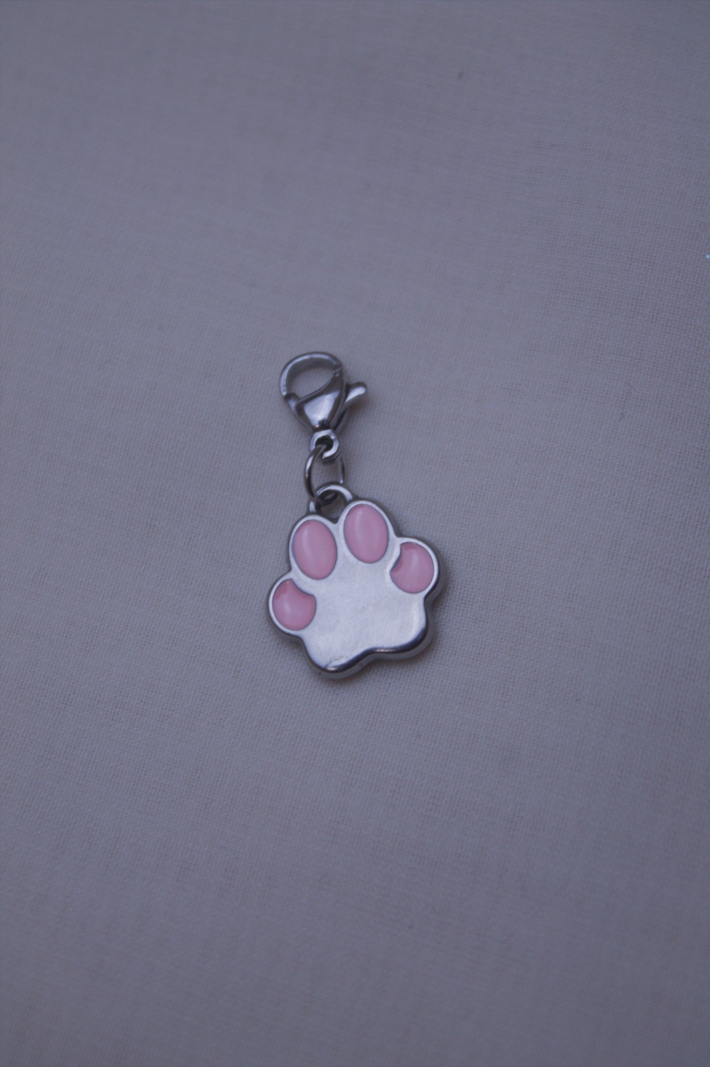 Pink Enamel Paw Print Clip Charm