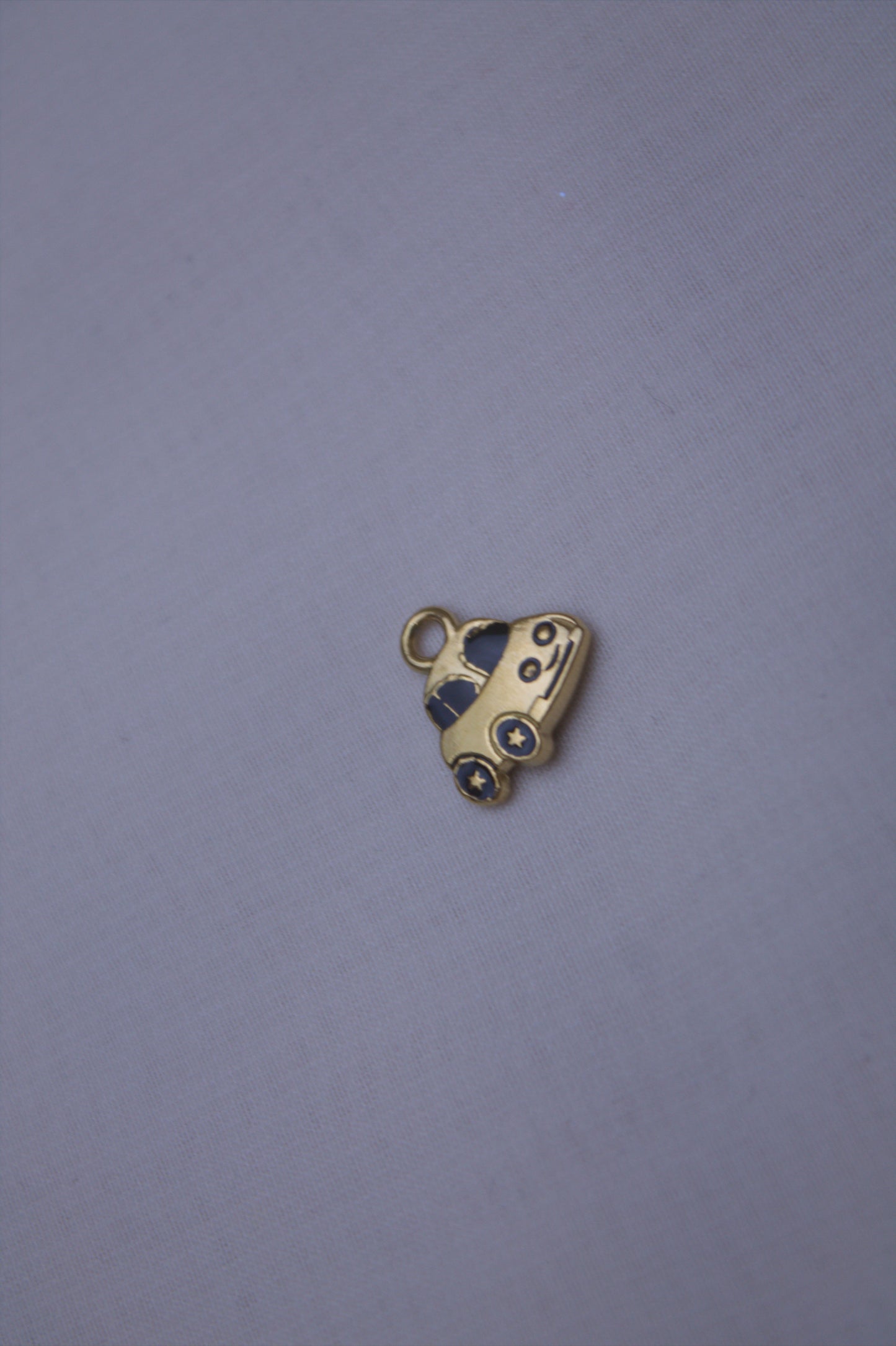 Gold Blue Enamel Mini Car Charm