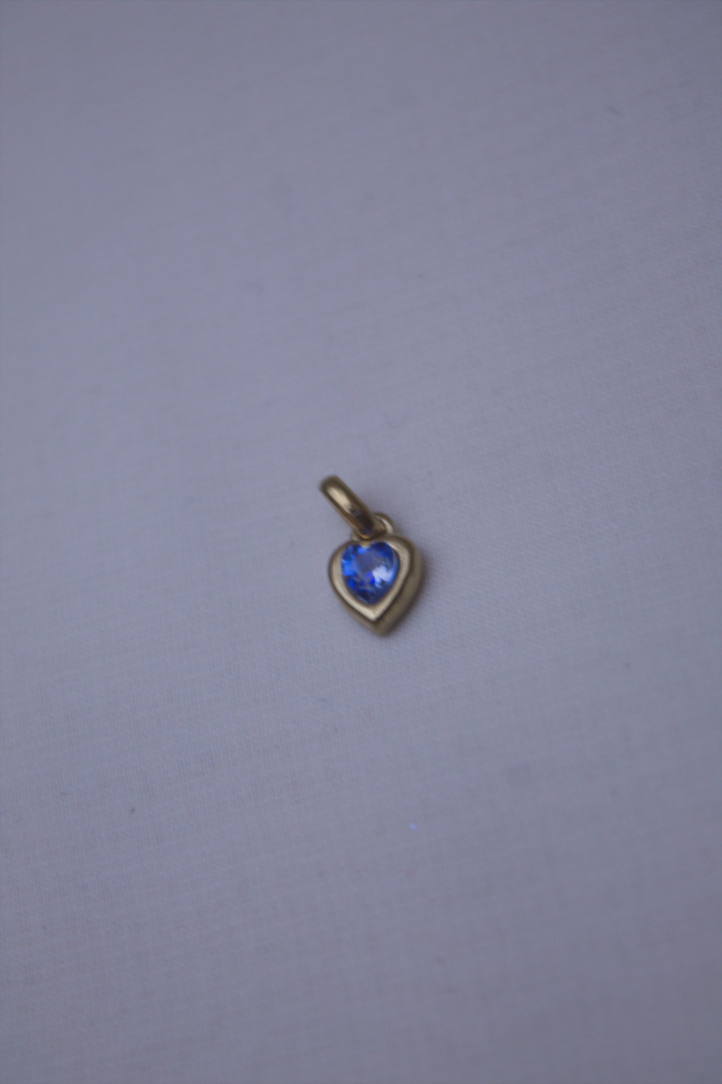 Gold Blue Crystal Heart Charm