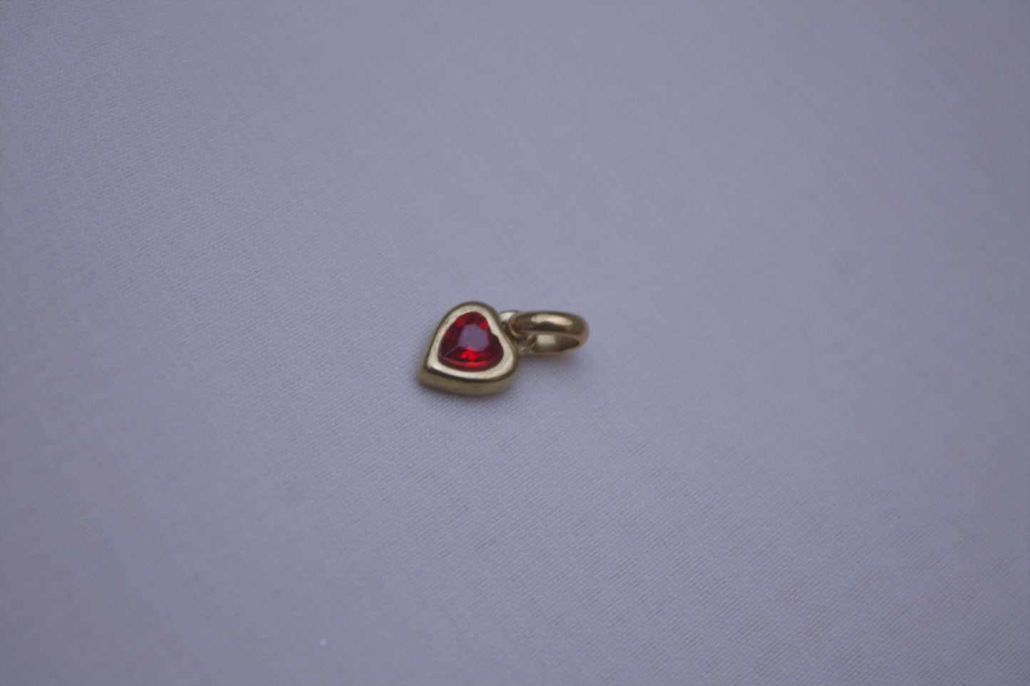 Gold Red Crystal Heart Charm