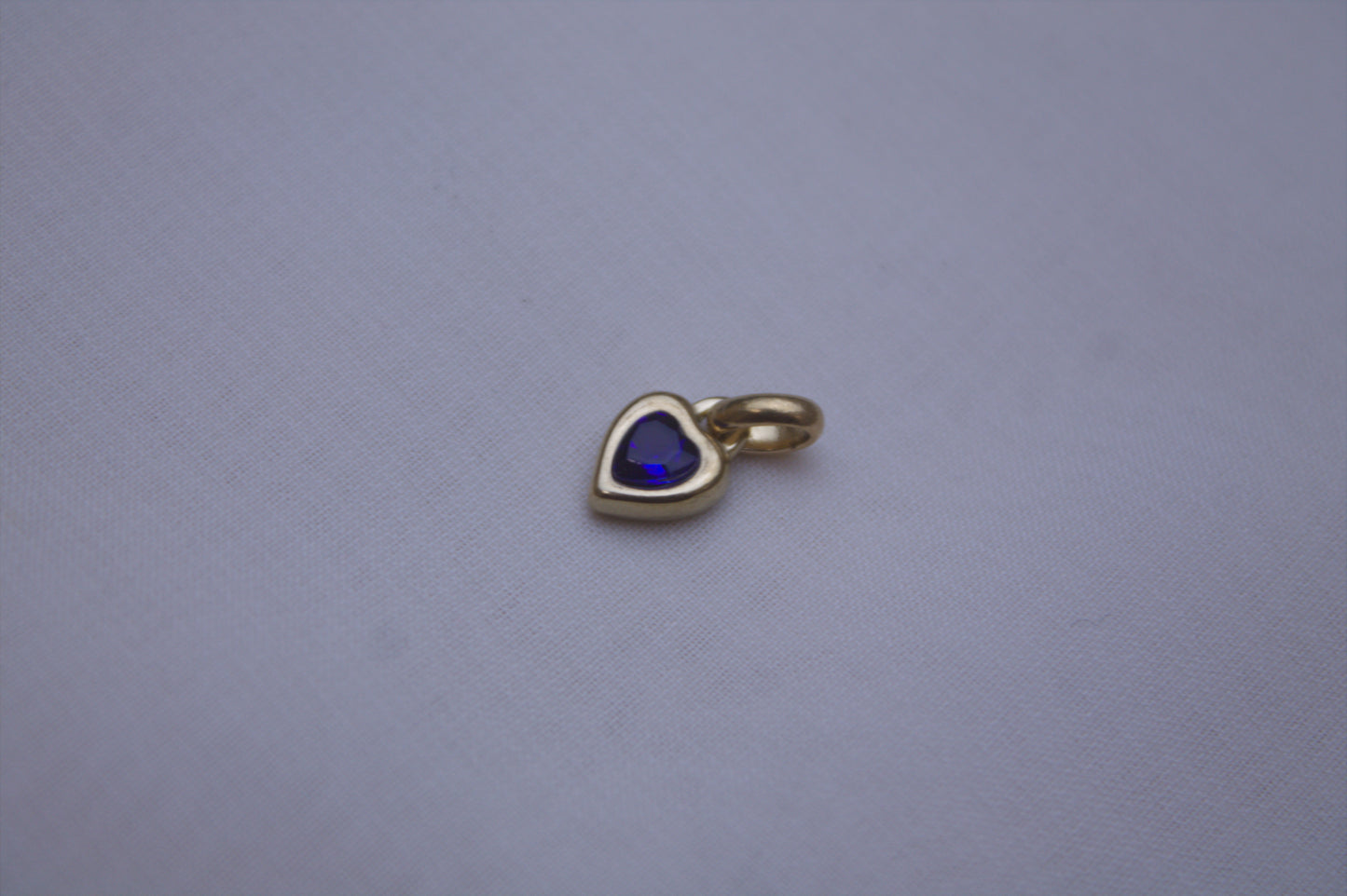 Gold Royal Blue Crystal Heart Charm
