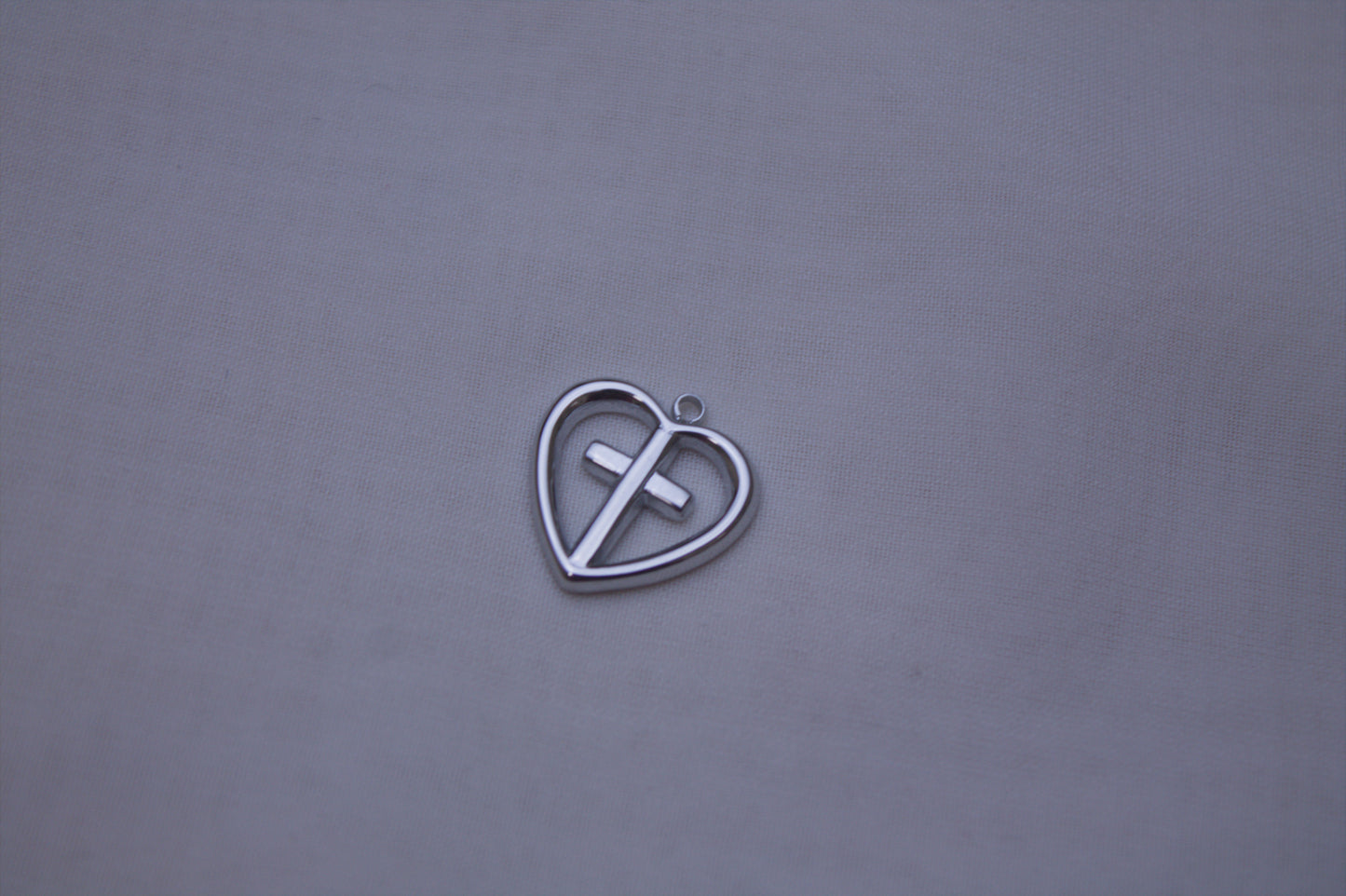 Classic Silver Heart Cross Charm