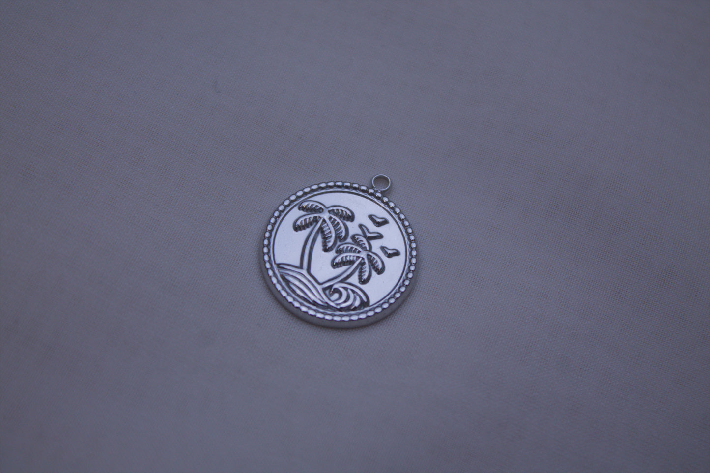 Classic Silver Palm Tree Medallion Charm