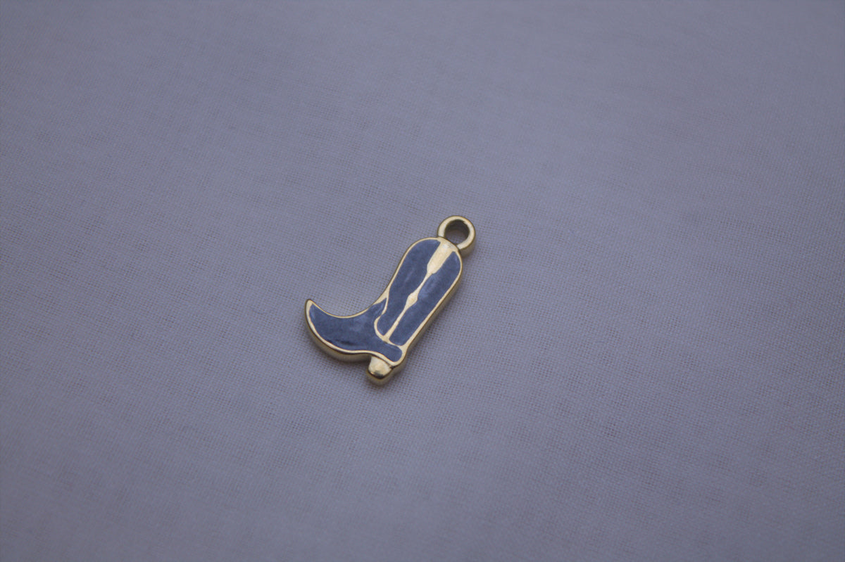 Black Enamel Cowboy Boot Charm