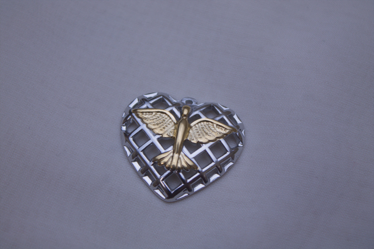 Silver Gold Dove Heart Charm