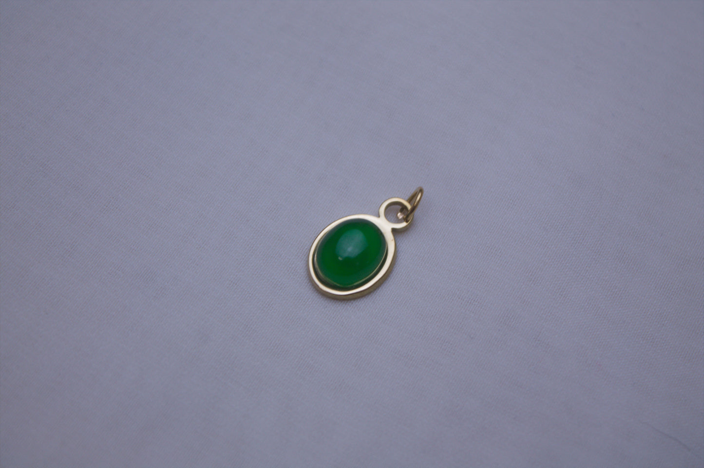 Green Gemstone Oval Charm