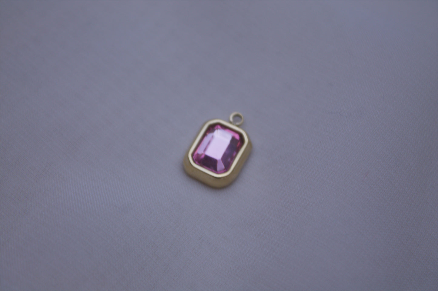 Pink Gemstone Rectangle Charm