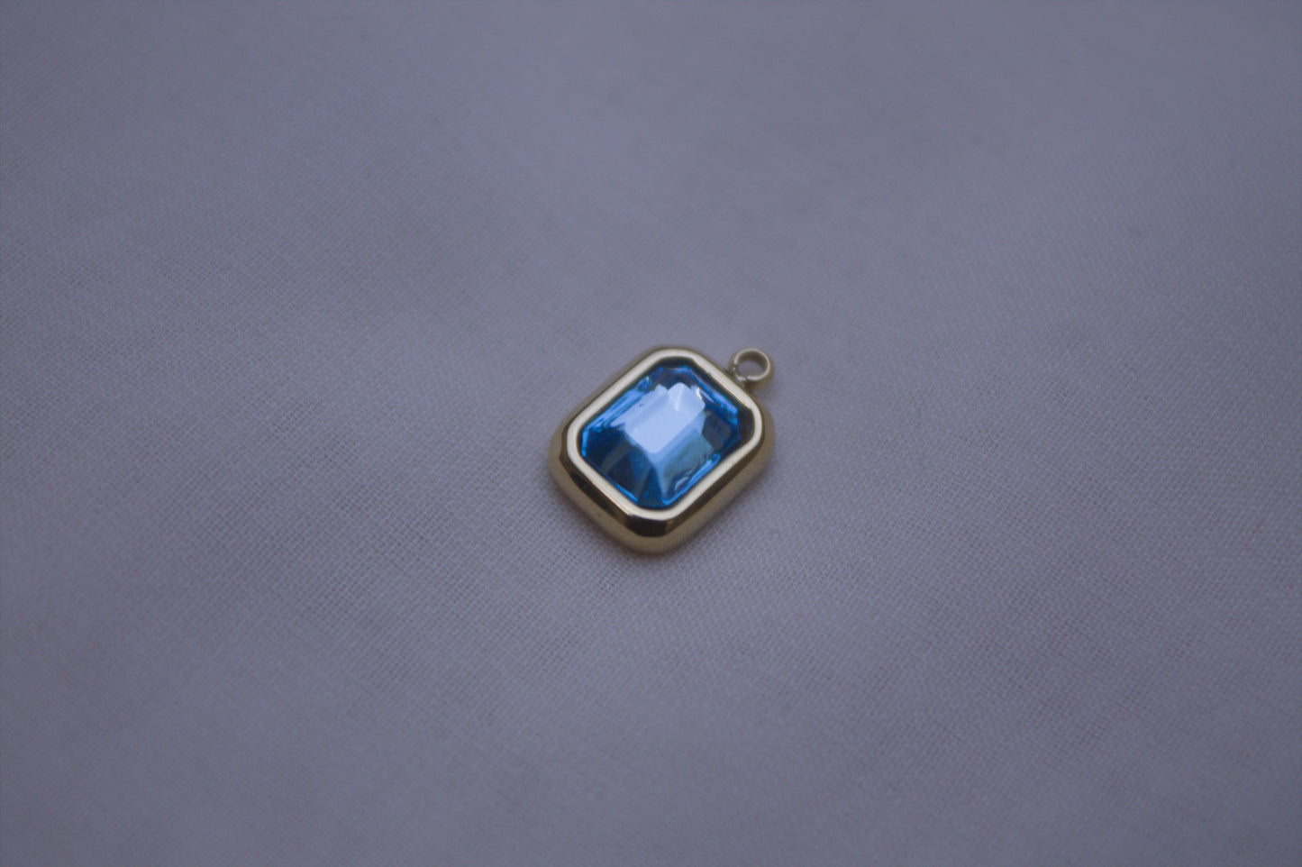 Blue Gemstone Rectangle Charm