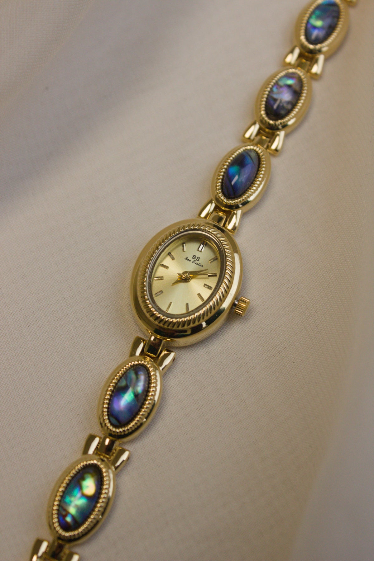 Priscilla watch — Vintage Gold Oval with Abalone Inlay