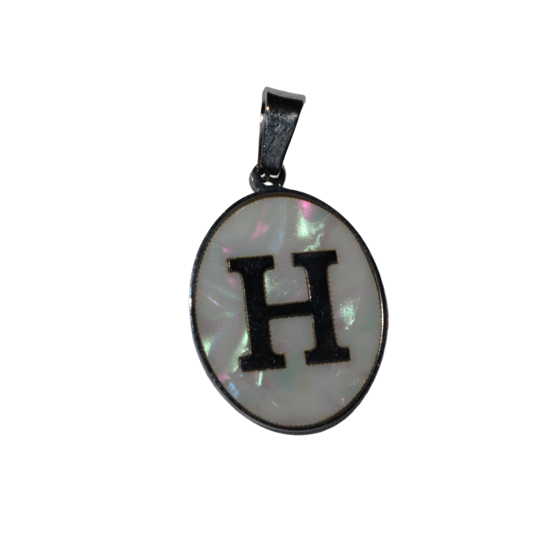 Oval Silver Mother of Pearl Initial Charms