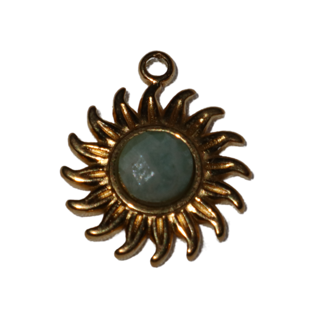 Gold Sun Star with Stone Charm