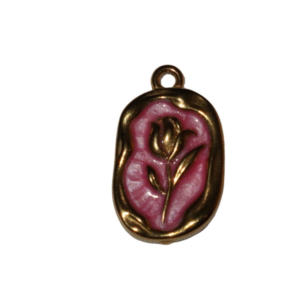 Rose Stem Enamel Charm