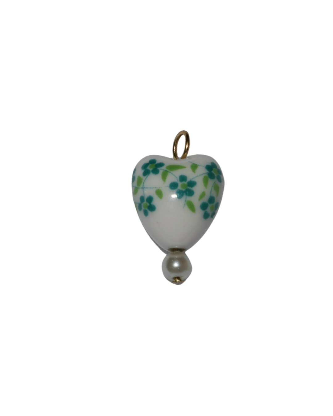Ceramic Heart Floral Charm