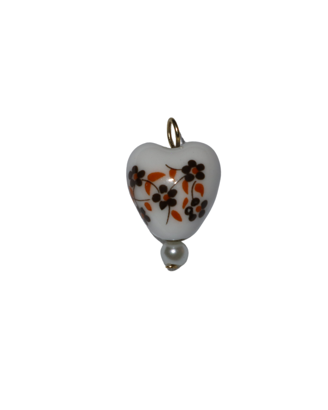 Ceramic Heart Floral Charm