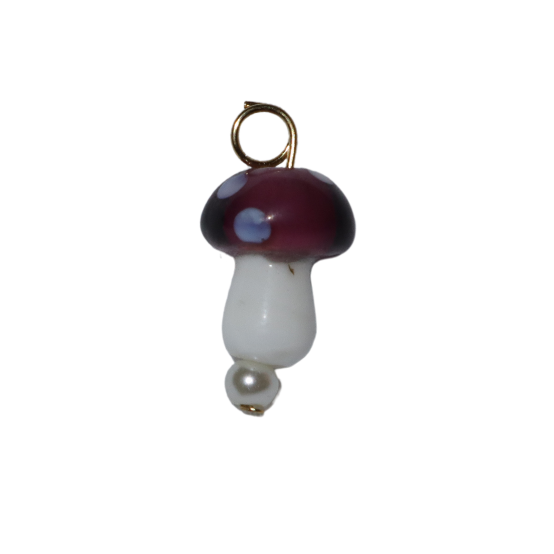 Lampwork Glass Mushroom Charm