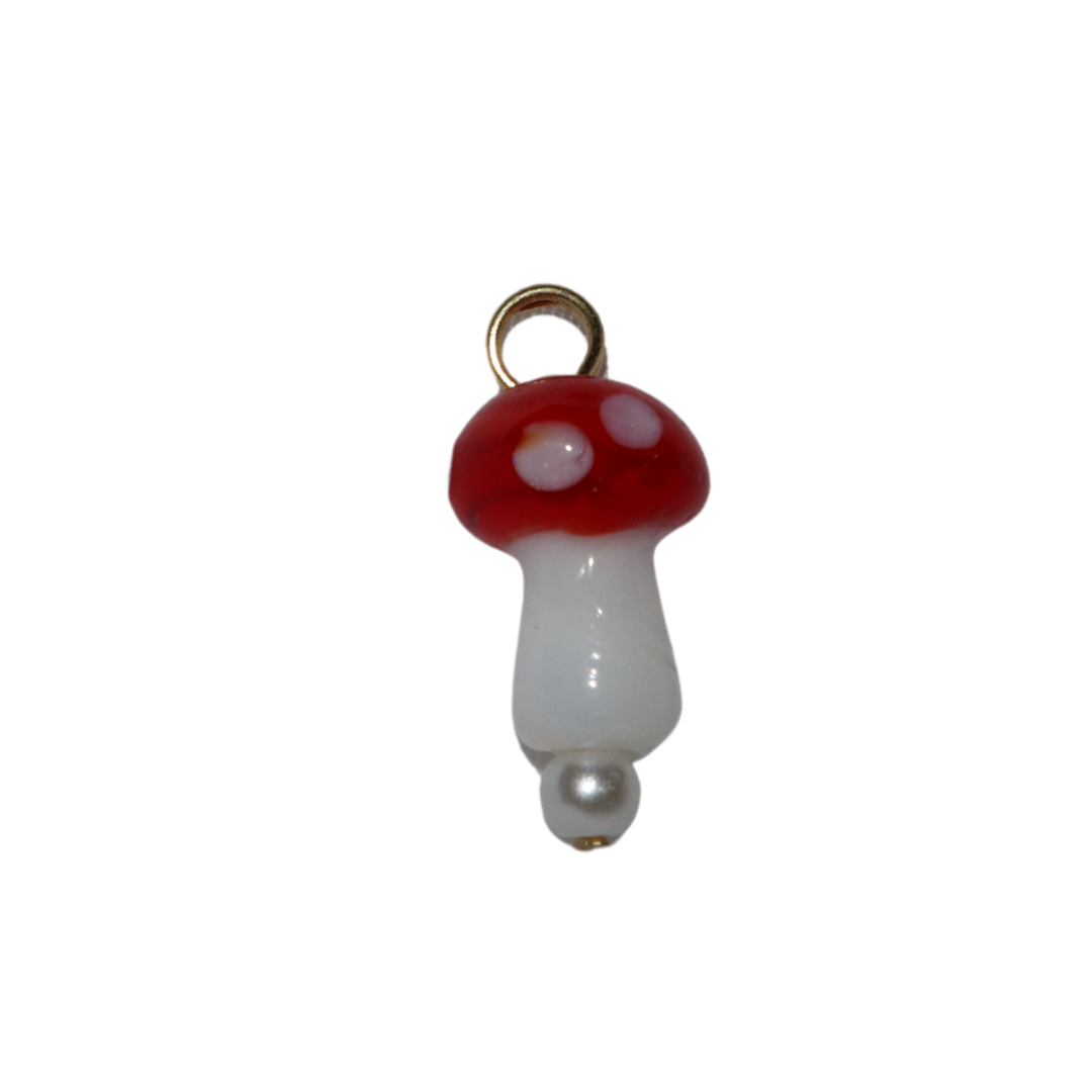 Lampwork Glass Mushroom Charm