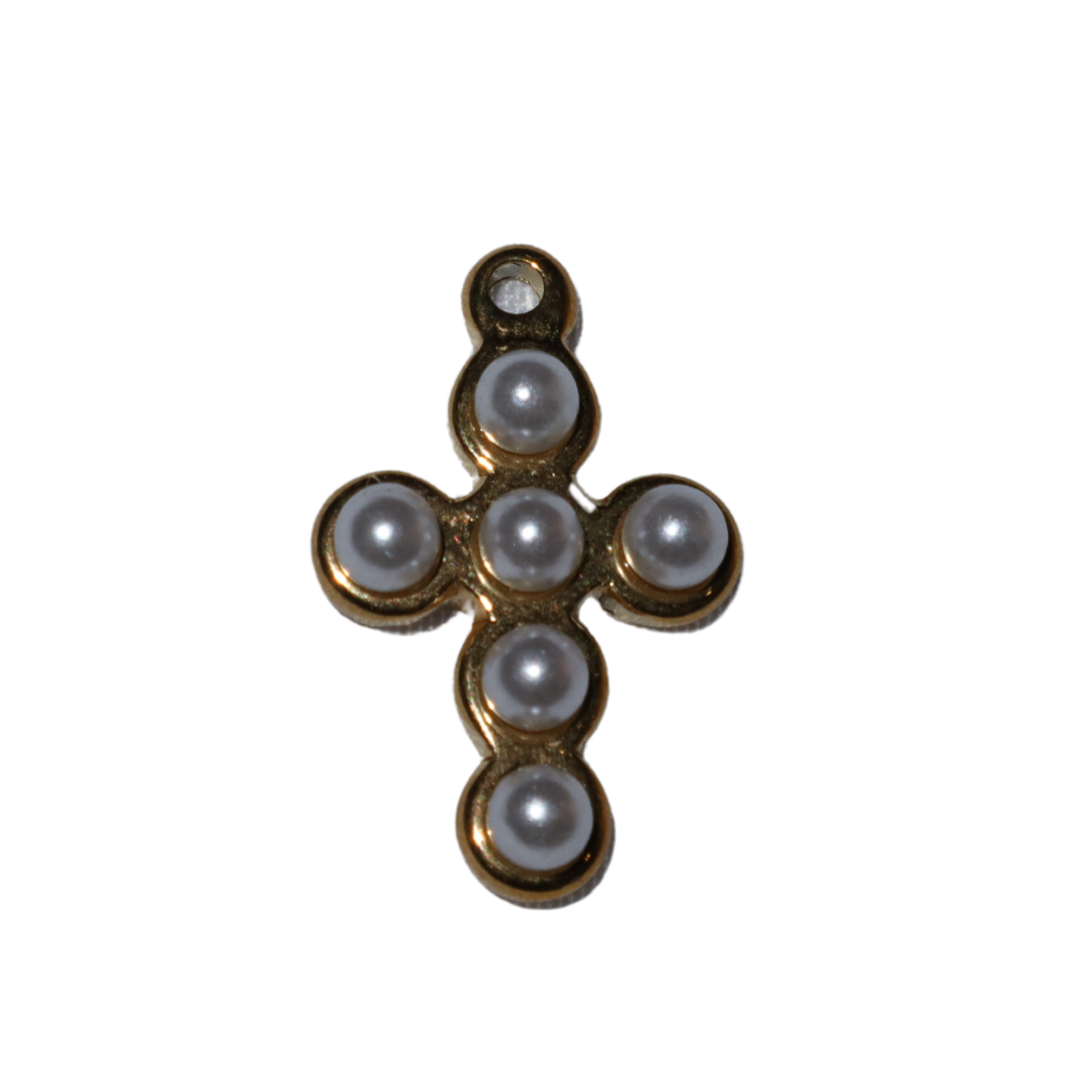 Pearl Cross Charm