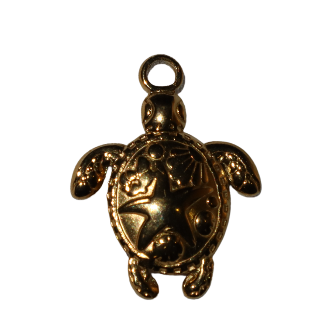 Turtle with Decorated Shell Charm