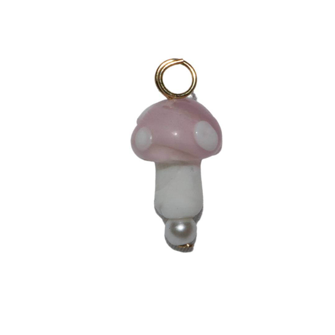 Lampwork Glass Mushroom Charm
