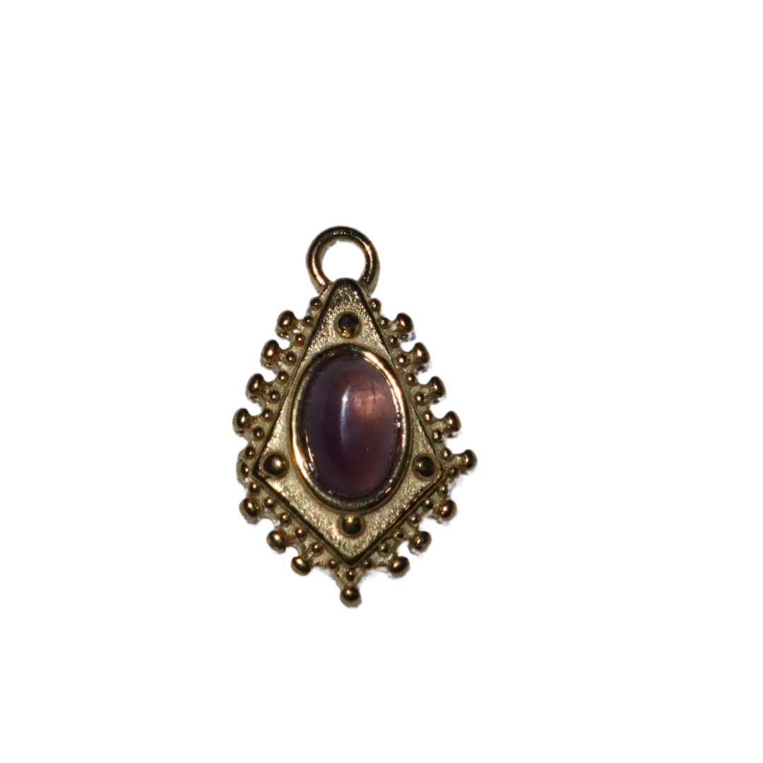 Oval Stone Diamond Charm