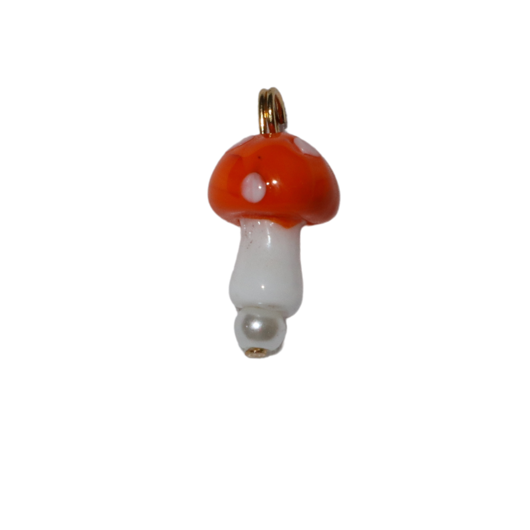 Lampwork Glass Mushroom Charm