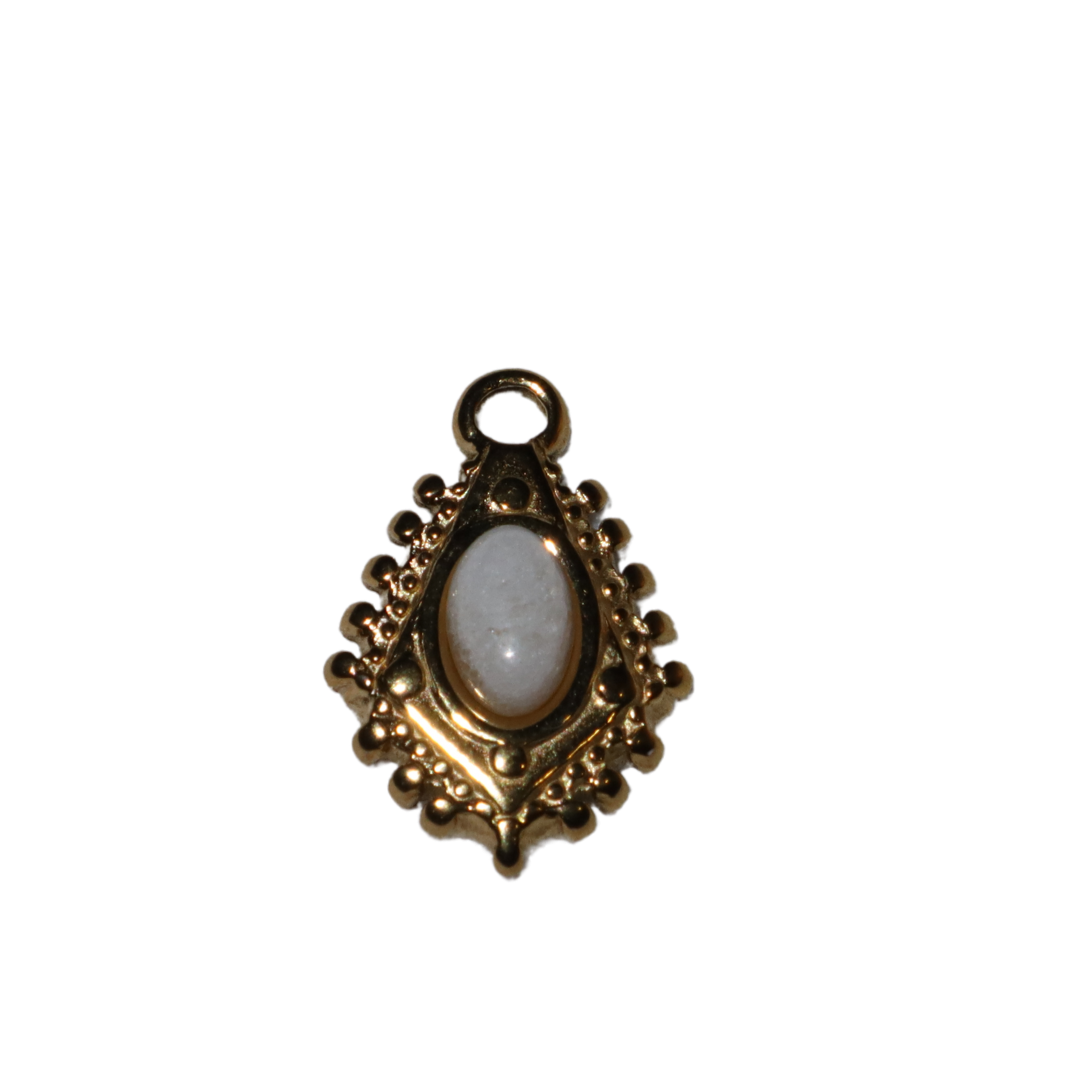 Oval Stone Diamond Charm
