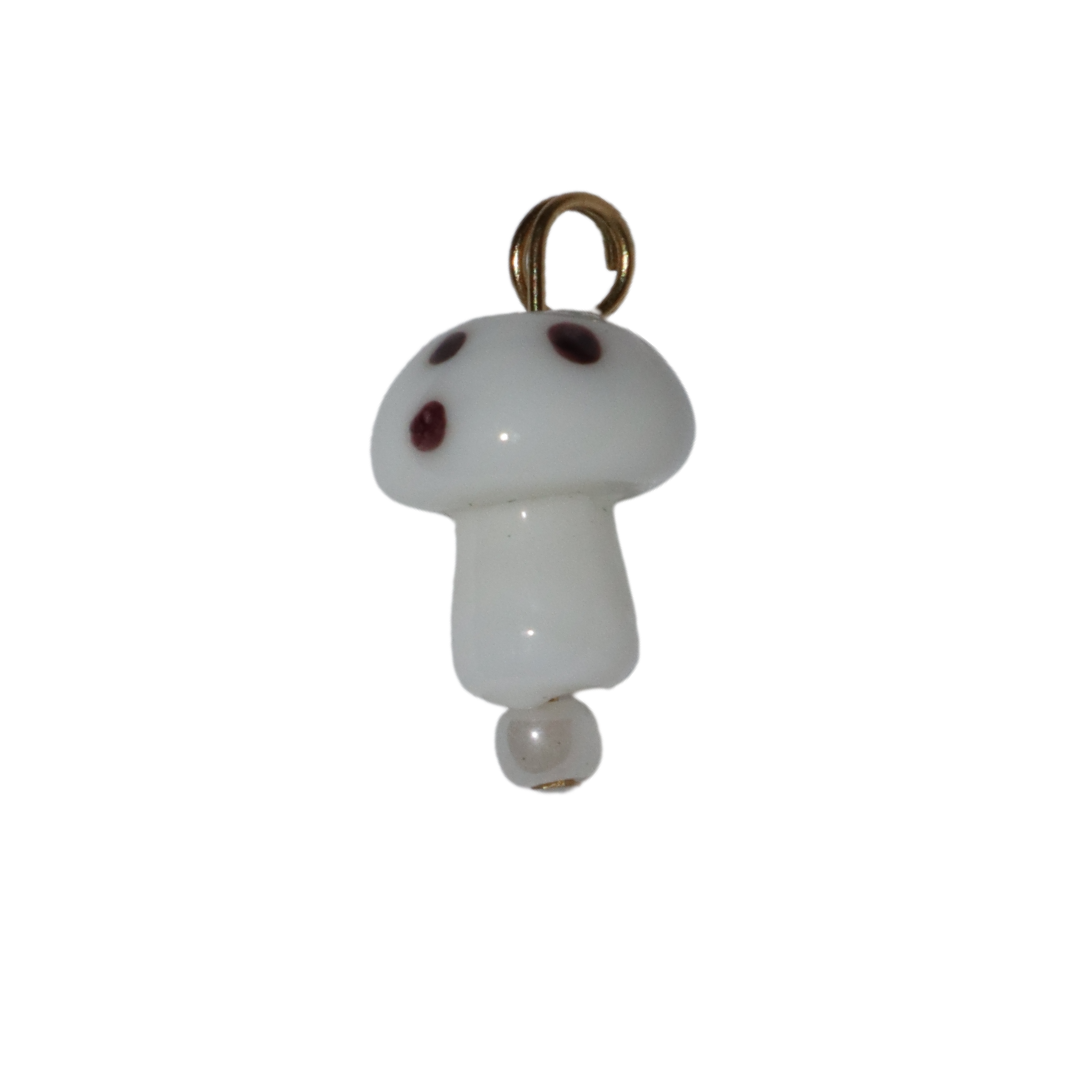 Lampwork Glass Mushroom Charm