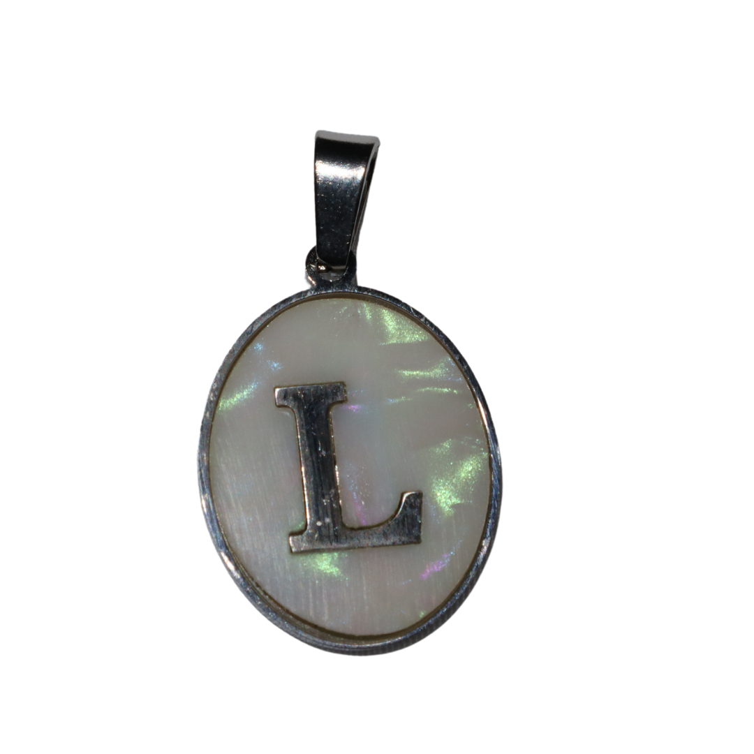 Oval Silver Mother of Pearl Initial Charms