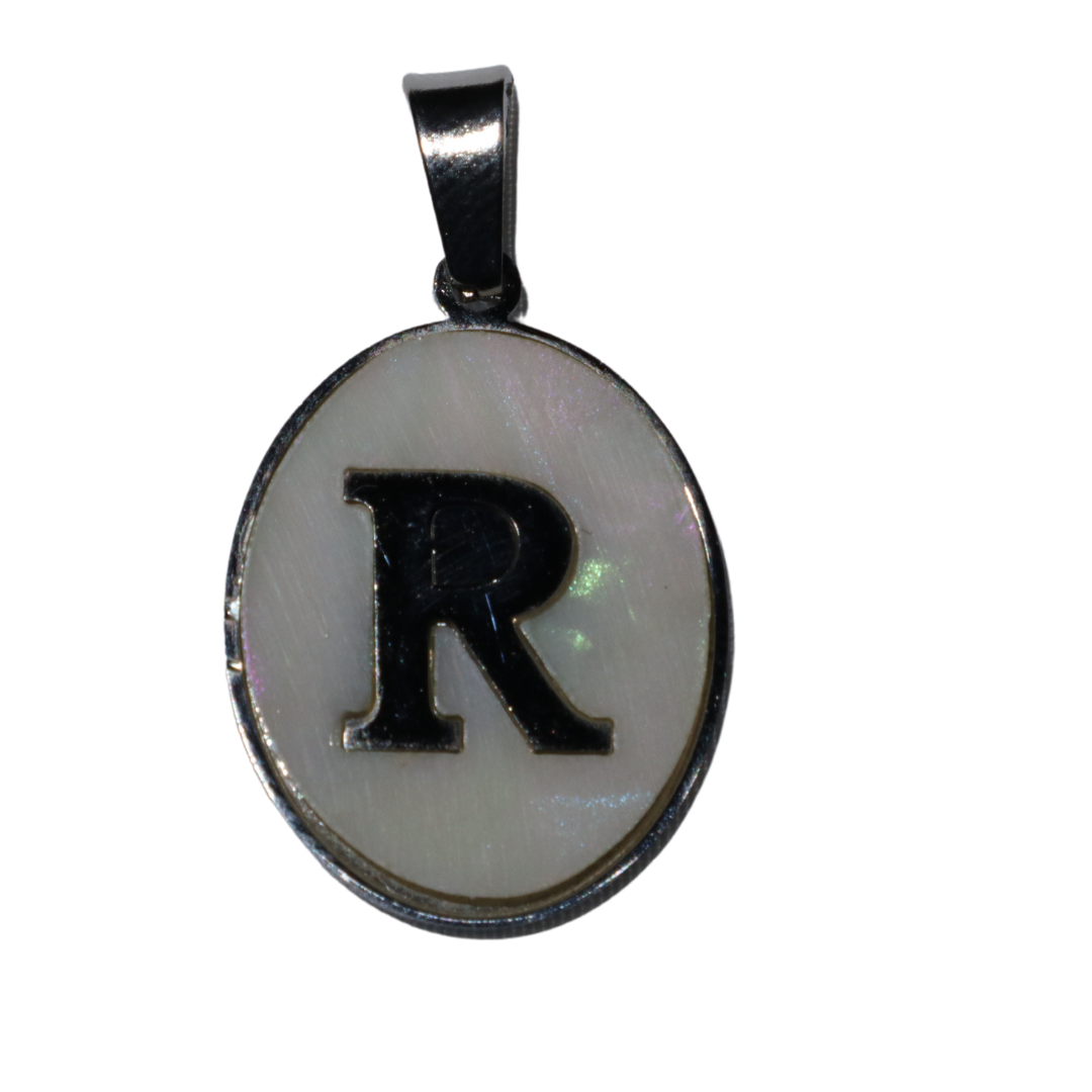 Oval Silver Mother of Pearl Initial Charms
